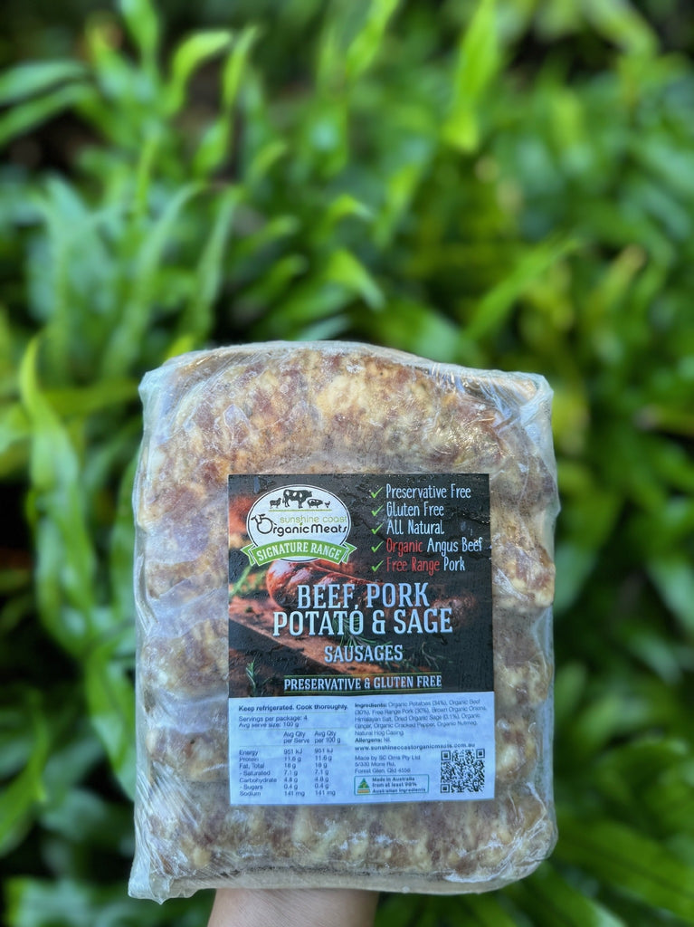 Sunshine Coast Organic Beef/pork/potato Sausage