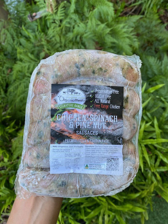 Sunshine Coast Organic Chicken/spinach Sausages