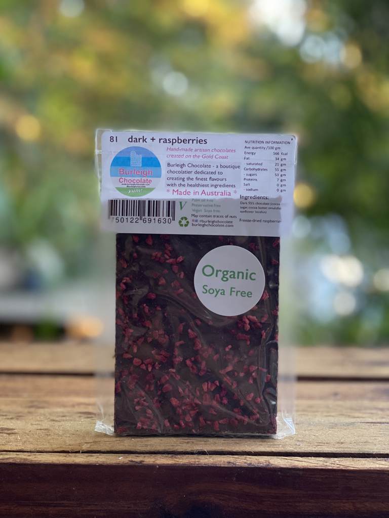 Burleighchocolate Dark + Raspberries 100g